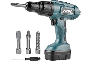 Toy Choi's Toy Drill for Kids - Electric Kid Drill Set Pretend Play Tool with Realistic Sound & Action, Construction Toy Tools for Kids Ages 3-5 with Toddler Drill Screw Set (Green)