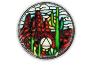 Stained Glass AA Coin, Scenic Journey Alcoholics Anonymous Addiction Recovery Sobriety Chip Medallion, Inspirational Sober Gifts for Men and Women by the Token Shop (Desert Spirit Sunrise)