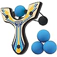 Mighty Fun! - Mischief Maker® Wooden Slingshot - Racing Series - Real Wood Slingshot for Kids, 4 Soft Foam Balls and Storage Bag - Ages 4+ (Blue)