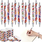 Sayglossy 24 Pcs International Flag Pens and Bracelets Set Back to School