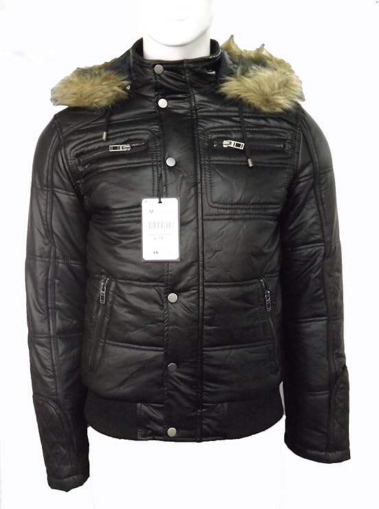 Zara MENS FAUX LEATHER PUFFER JACKET (LARGE) Amazon.co.uk Clothing