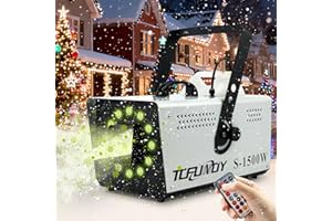 TCFUNDY Snow Machine with 12 LED Lights, 1500W Snow Snowflake Making Machine with 9 Color Lights Effect Snowflake Maker with Remote Control for Christmas Wedding Kids Party Stage