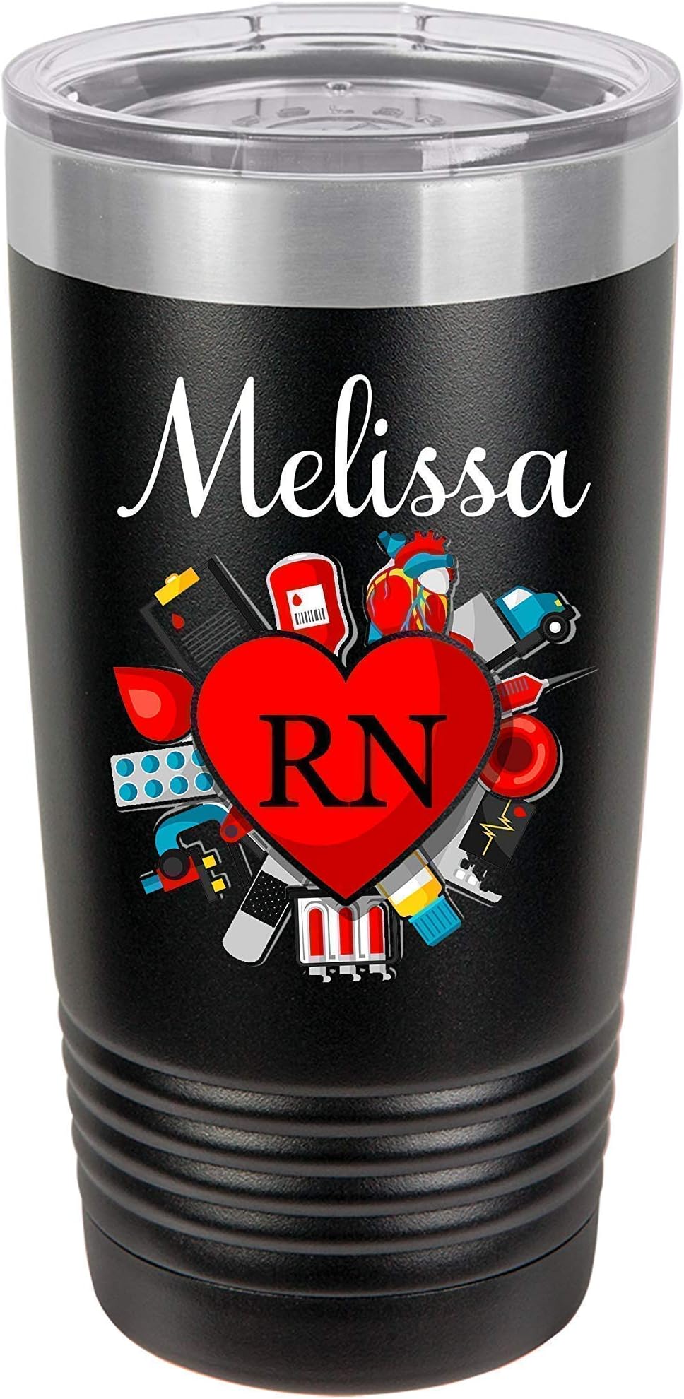 Medical Nurse RN LPN CNA CMA Heart Personalized 20 oz Insulated Travel Tumbler