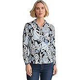 Jones New York Womens Long Sleeve Printed Jersey Button-Front Shirt