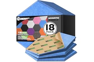 ZHERMAO 18 Pack Sound Proof Foam Panels for Walls, 12"X10"X 0.4" Self Adhesive Acoustic Panels, High-Density Soundproof Wall Panels Eco-Friendly, Sound Panels for Recording Studio, Home & Office (Light Blue)
