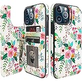 HAOPINSH for iPhone 13 Pro Max Wallet Case with Card Holder, Colorful Florals Pattern Back Folio Flip PU Leather Kickstand Card Slots Case, Double Magnetic Clasp Durable Shockproof Cover 6.7"