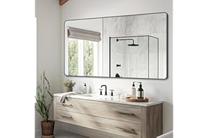 DESBING 30" x 60"Bathroom Mirror, Matte Black Wall Mirror with Metal Frame, Decorative Rectangular Vanity Mirror for Bedroom Bathroom Living Room Entryway (Horizontal)