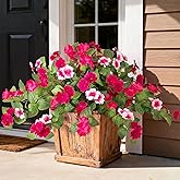 INXUGAO Artificial Fake Flowers for Outdoors Spring Decoration 2 Bundles Faux Flowers Plants for Outdoor Planters UV Resistant Silk Realistic Flowers for Outside Home Garden Front Porch Patio Décor