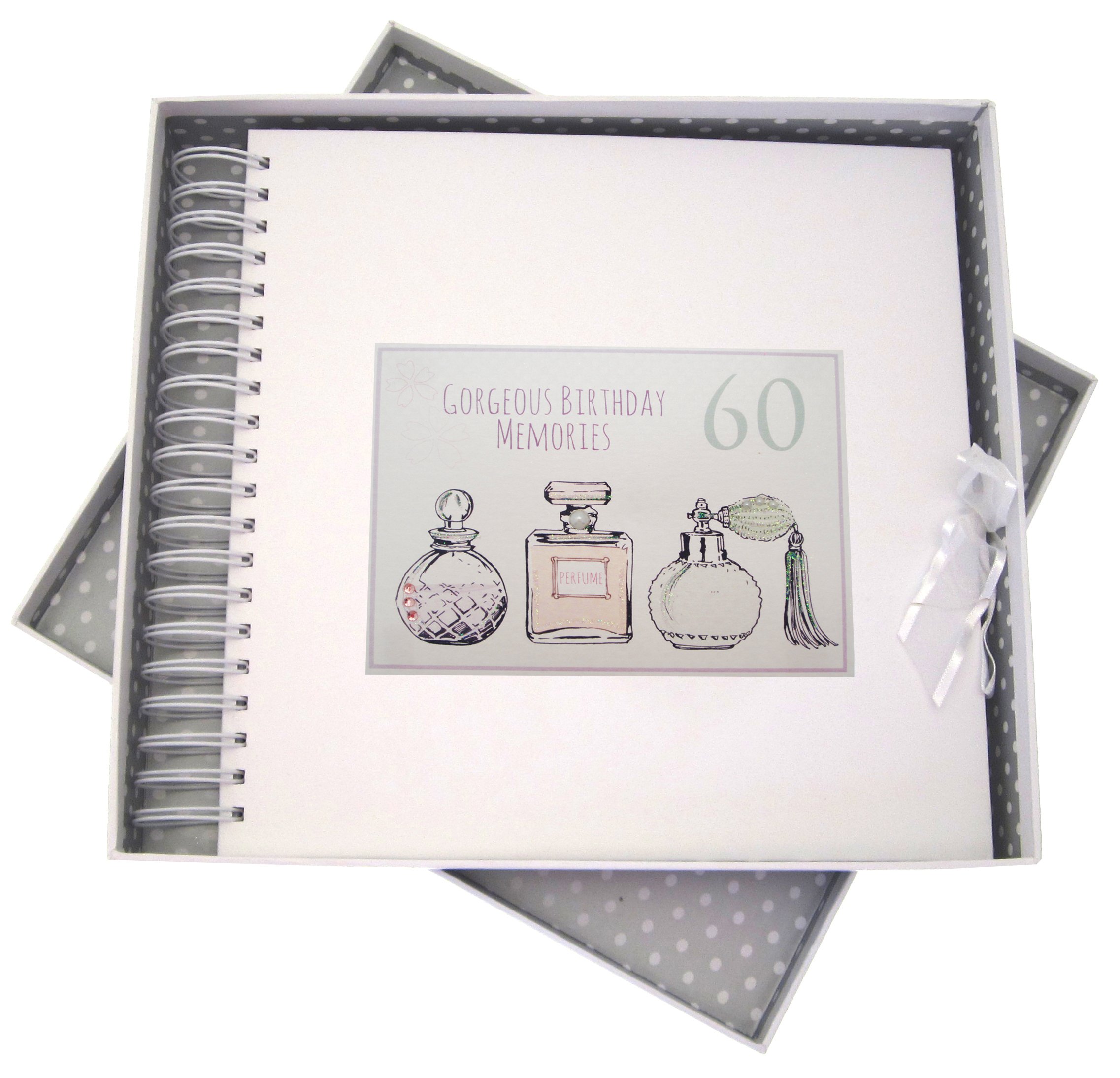 White Cotton Cards 60th Birthday, Card & Memory Book, Perfume Bottles, Wood, 27 x 30 x 4 cm