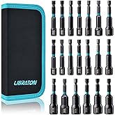Libraton 20PCS Magnetic Nut Driver Set, Impact Drill Driver Bit Set 1/4", Metric and SAE Nut Driver, with Storage Bag, 5-13mm