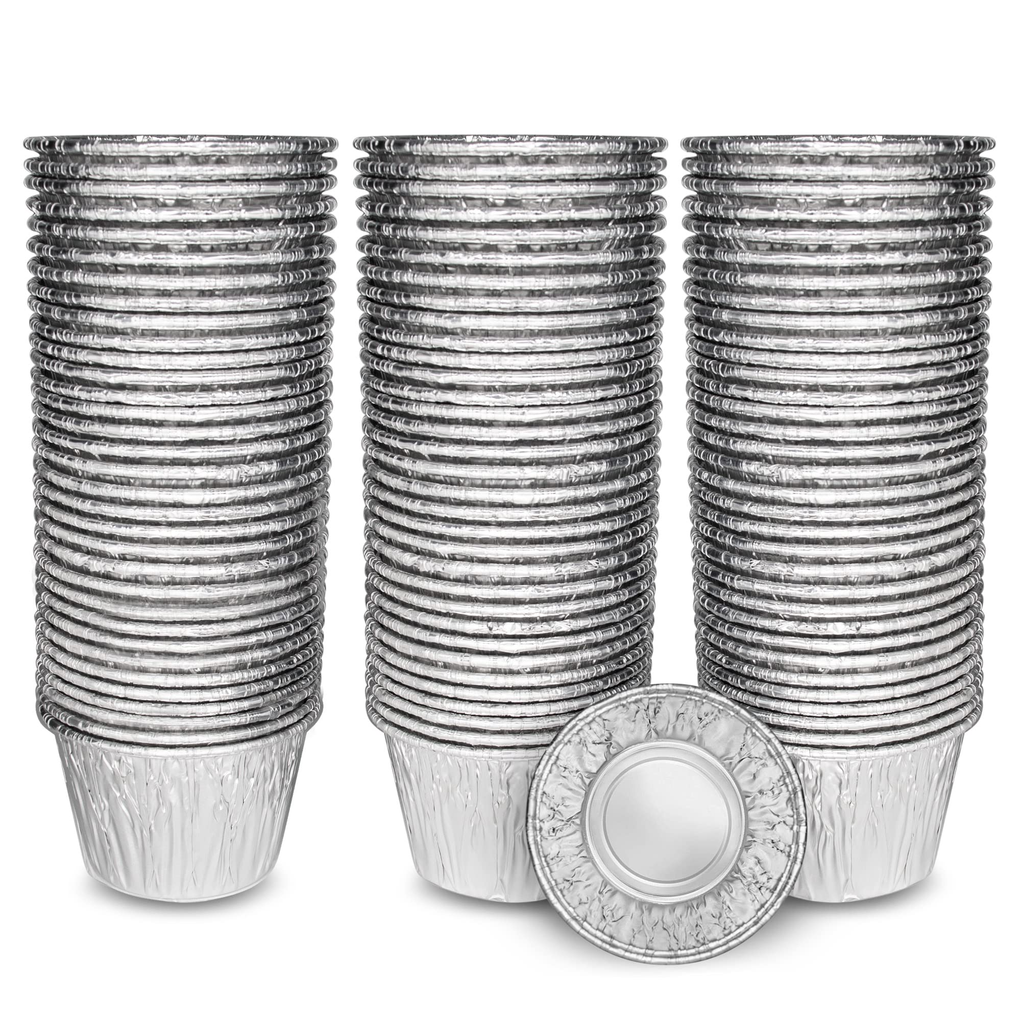 ebake Reusable Aluminium Foil Cupcake Cases - 50 Pack, 200ml, Silver, for Airfryer, Muffin, Tart, Yorkshire Pudding