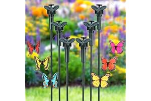 Rossesay 6 Pcs Solar Flying Moving Fluttering Waterproof Garden Stakes Decorations for Home Yard Pathway Garden Landscape Christmas Outdoor Indoor Centerpieces Gift Decorations (Butterfly)