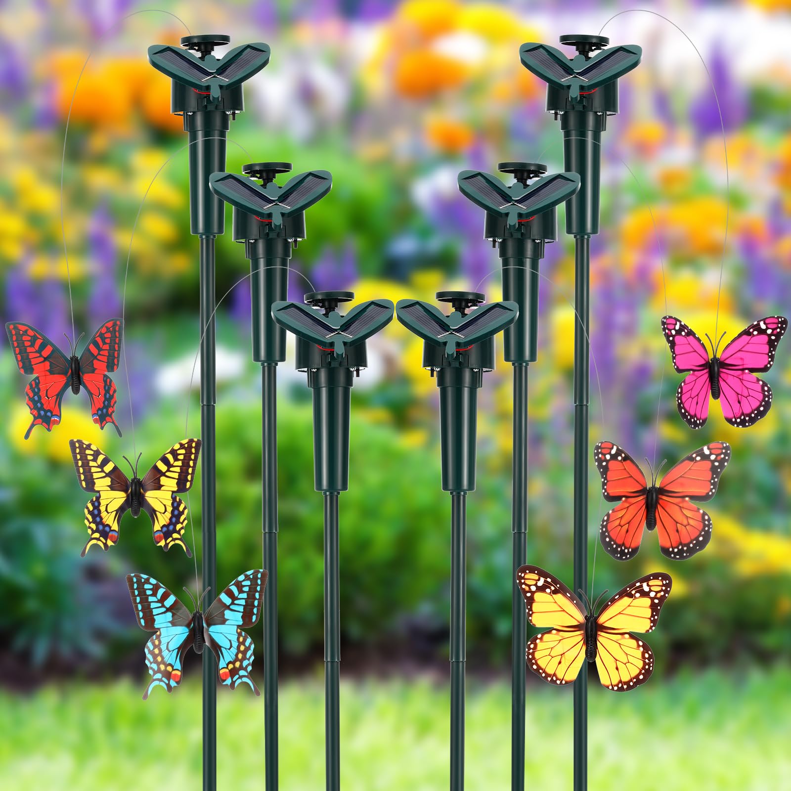 Photo 1 of Rossesay 6 Pcs Solar Flying Butterflies Moving Fluttering Butterflies Waterproof Garden Stakes Decorations for Home Yard Pathway Garden Landscape Outdoor Indoor Centerpieces Decorations