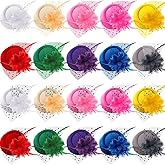 Glitinsel 20 Pcs Vintage Fascinators Hats for Women Tea Party, 20s 50s Pillbox Fascinators Veil Pillbox Headwear with Clips for Women Ladies Cocktail Weddings Birthday Halloween Christmas