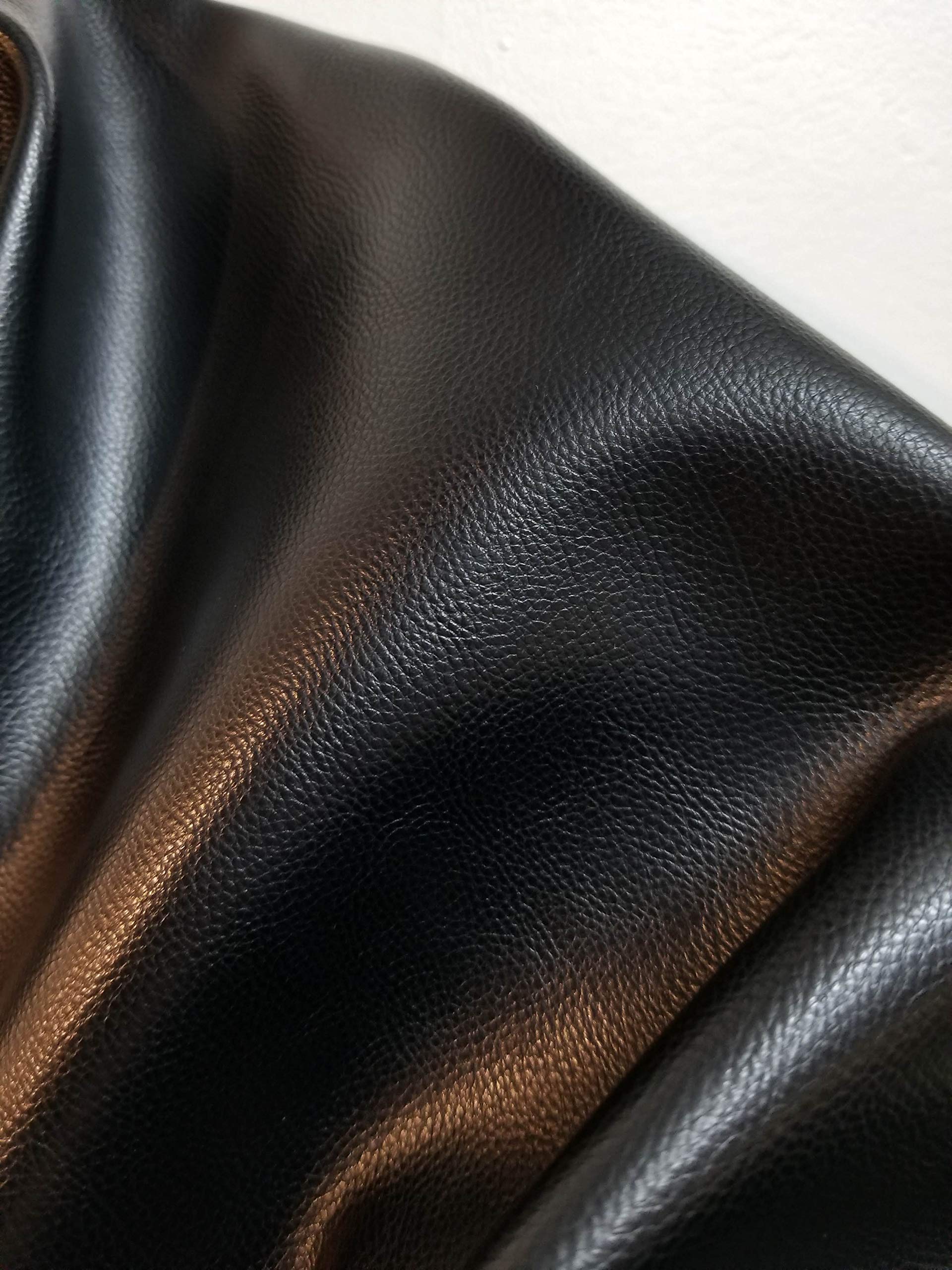 Black Soft Faux Vegan PU (Peta Approved Vegan) Leather by The Yard Synthetic Pleather 0.9 mm Nappa Yards (72 inch Wide x 52 inch) Soft Smooth Upholstery (Black Pebble, 2 Yards (72"x54"))