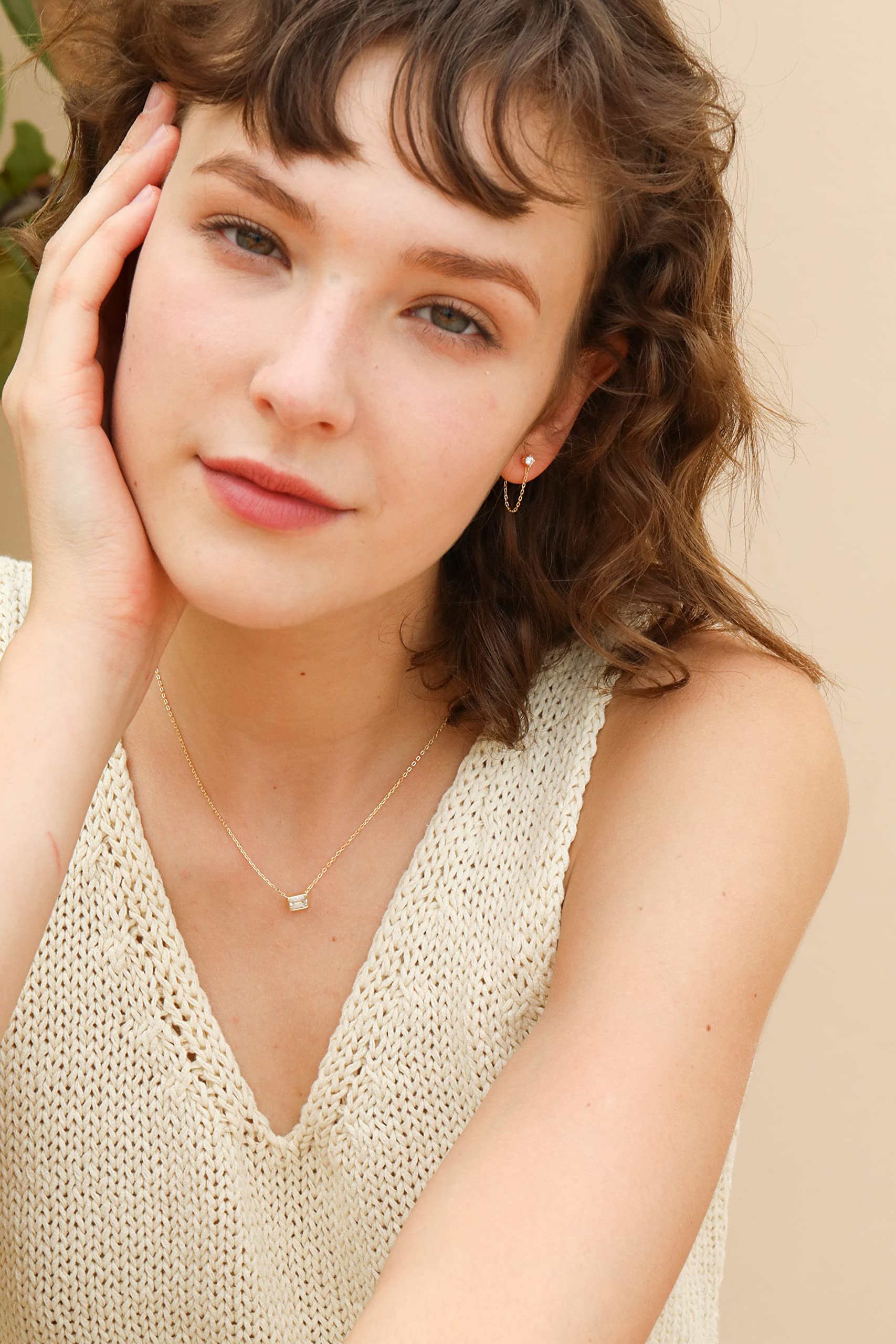 S.Leaf 925 Sterling Silver 18Karat Gold Plated Chain Earrings for Women Hypoallergenic Cubic Zirconia Pearl Butterfly Stud with Chain Earrings Birthday Gifts for Women