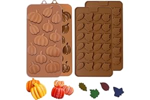 EDUEE Fall Chocolate Molds 4 Pieces Silicone Pumpkin Candy Mold Maple Leaf Shaped Fondant Molds for Thanksgiving Halloween Autumn Harvest Cupcake Cake Topper Decoration