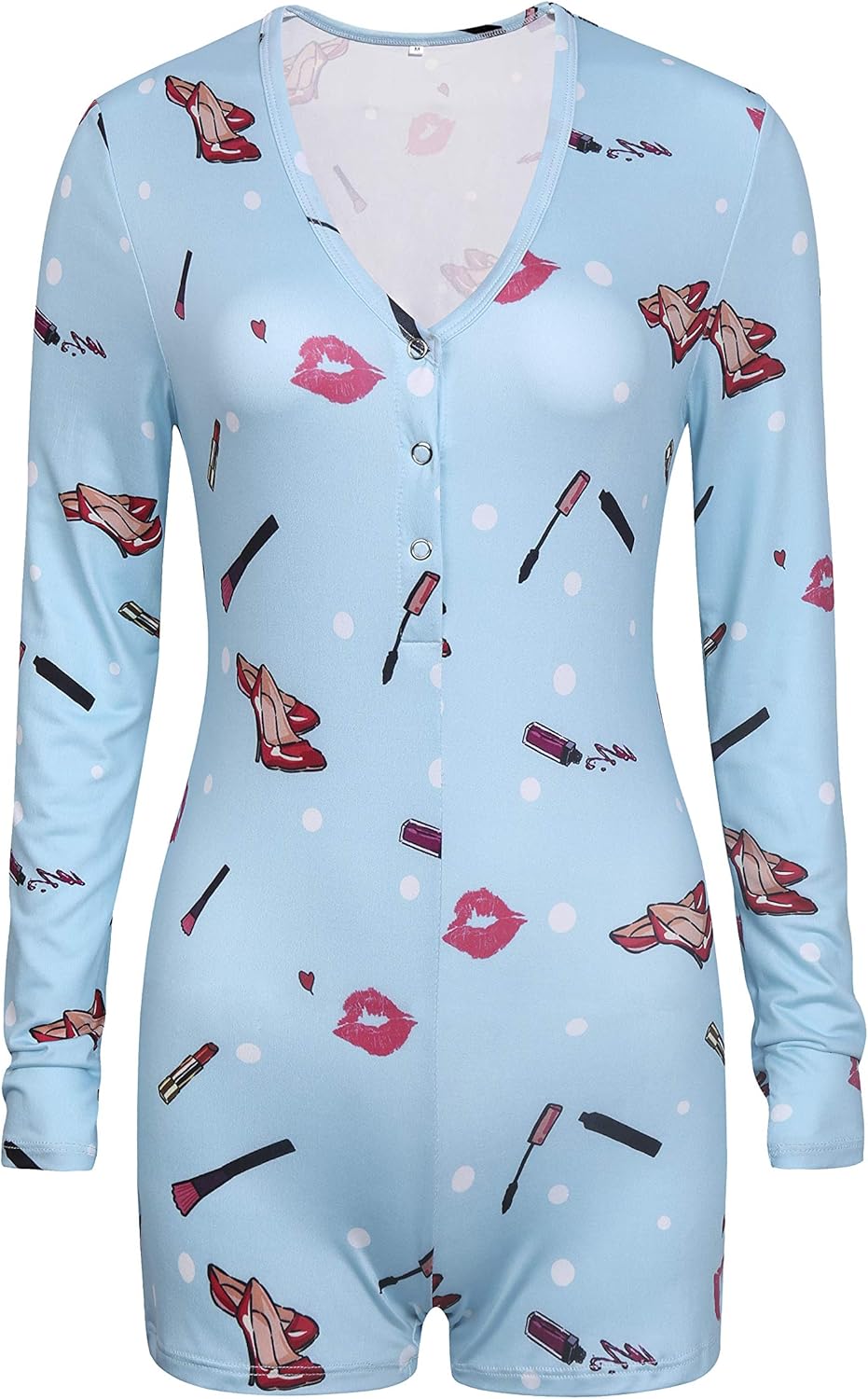 zehuan Women's Sexy Onesies Adult Shorts Jumpsuit Long Sleeve One Piece Bodycon Pajama Bodysuit