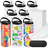 Joyclub 8 Pack Sublimation Tumblers 20 oz Sublimation Water Bottle Blanks Sports Skinny Insulated Tumblers Bulk