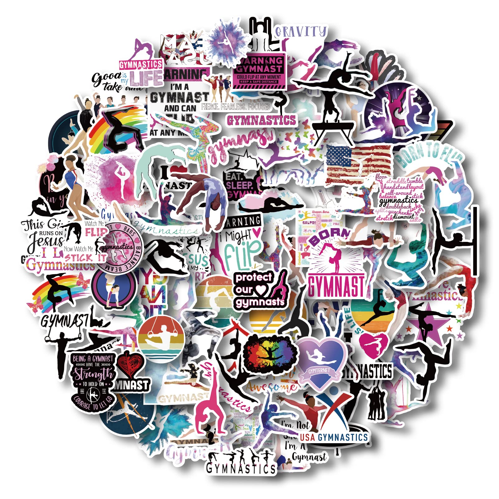 AOWDIAO 100 Pieces Gymnastics Stickers, Waterproof Vinyl Gymnast Stickers, Gymnastics Gifts for Gilrs Teens Kids