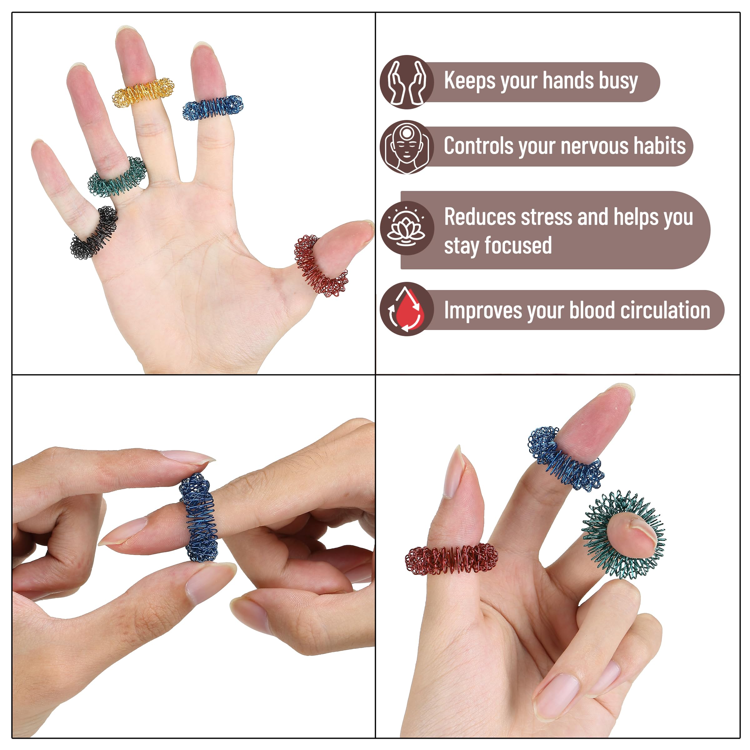 Mr. Pen- Spiky Sensory Rings, 10 Pack, Stress Relief Fidget Sensory Toys, Fidget Rings, Fidget Ring for Anxiety, Stress Relief Rings, Massager for Fidget ADHD Autism