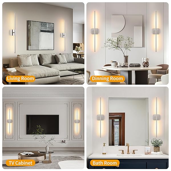 MORAURORAL 40 INCH SAND-NICKEL BATTERY OPERATED WALL SCONCES SET OF TWO, DIMMABLE WALL SCONCES WITH REMOTE CONTROL, RECHARGEABLE SCONCES, LED WIRELESS WALL LIGHTS FOR BEDROOM, LIVING ROOM, BATHROOM