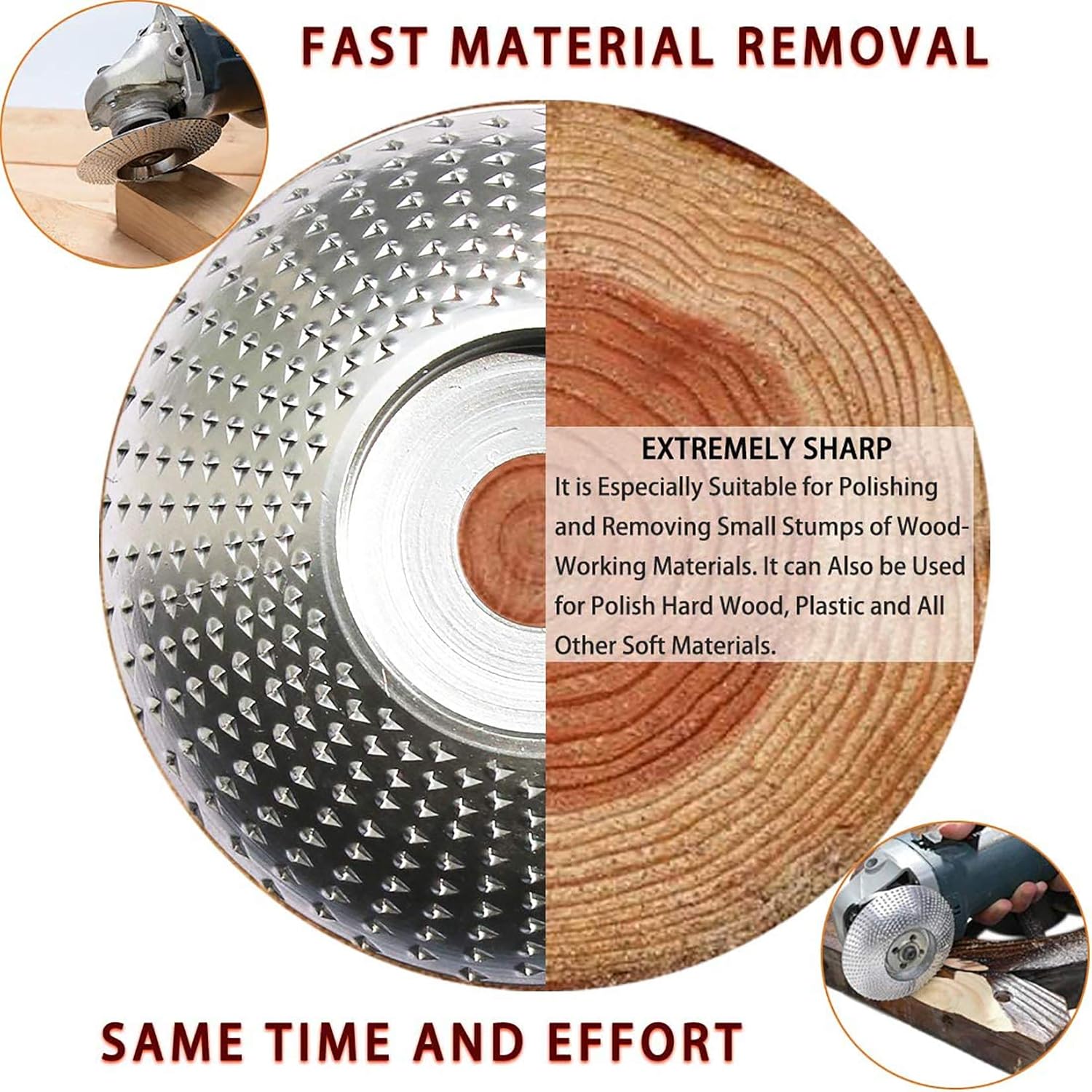 CZS Wood Carving Disc Grinder Shaping Disc Wood Grinding Wheel Woodworking Angle Grinder Attachment, Chain Disc & Coarse Disc, 5/8" Arbor (1+1 Pack): Industrial & Scientific