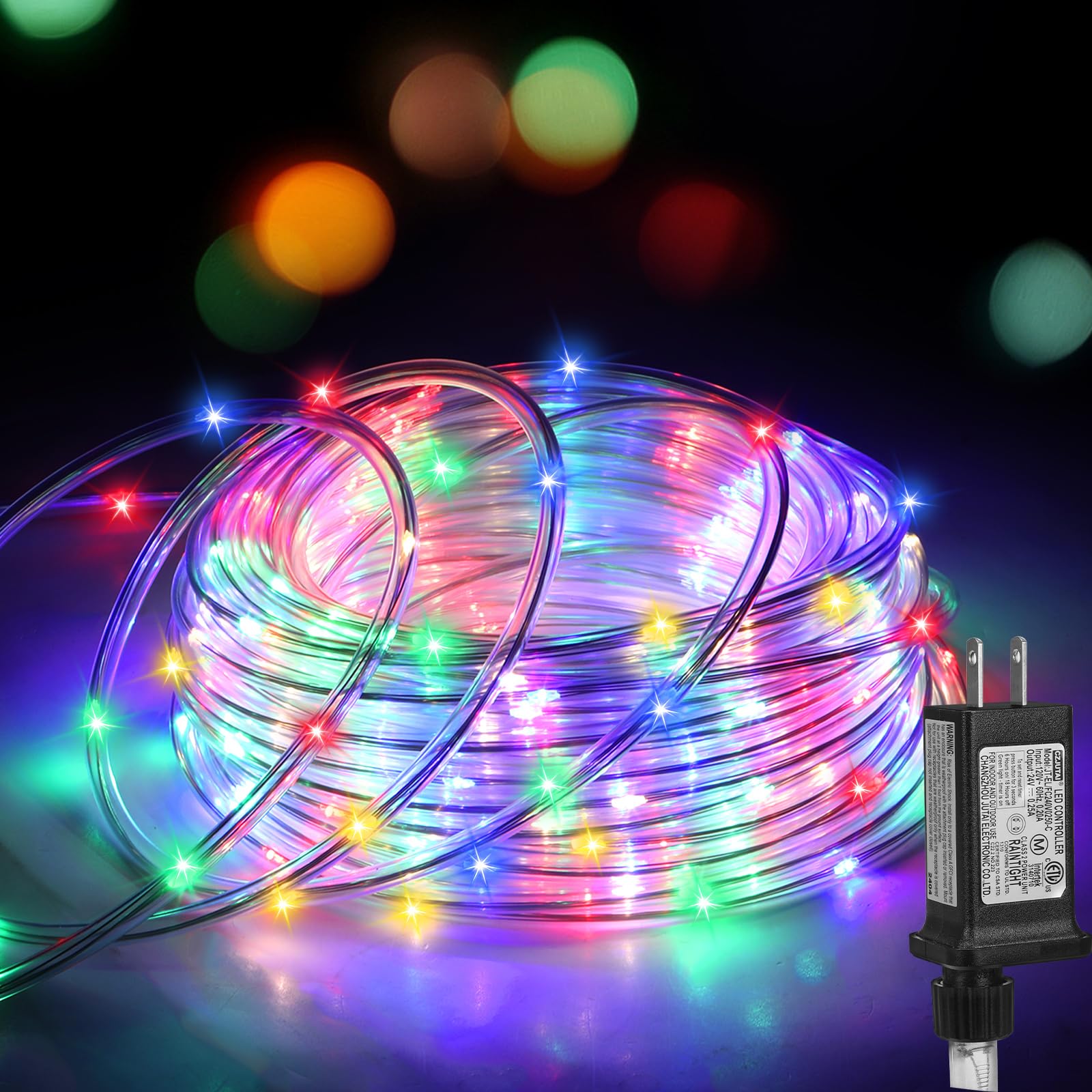 Photo 1 of (New) Rope Lights Outdoor, 33FT 100LED 8 Modes with Plug, Waterproof Tube Lights, Twinkle String Lights for Garden Porch Home Yard Wedding Party New Year Christmas Decoration - Multicolored