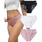 everjoys Lace Panties for Women, Full Sexy Coverage Hipster Underwear, Soft Breathable Briefs, 3-Pack,S-XXL