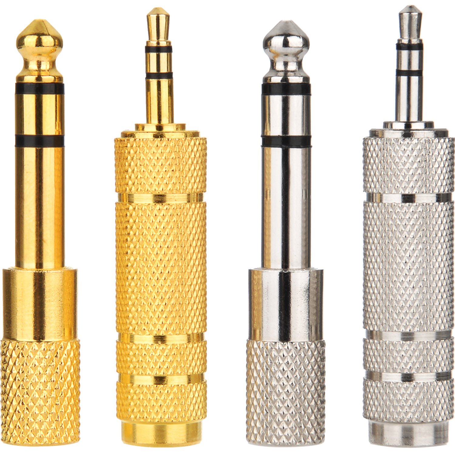 eBoot 4 Pieces Headphone Adapter 6.35 mm (1/4 Inch) Male to 3.5 mm Female and Audio Stereo Plug 3.5 mm Male to 6.35 mm (1/4 Inch) Female Stereo Jack Adapter for Player, Headphone,guitar Amplifier