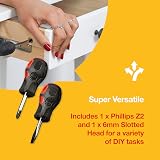 Amtech Stubby Screwdriver Set CRV Tips Magnetic PZ2 6mm Slotted Soft Grip DIY view 4