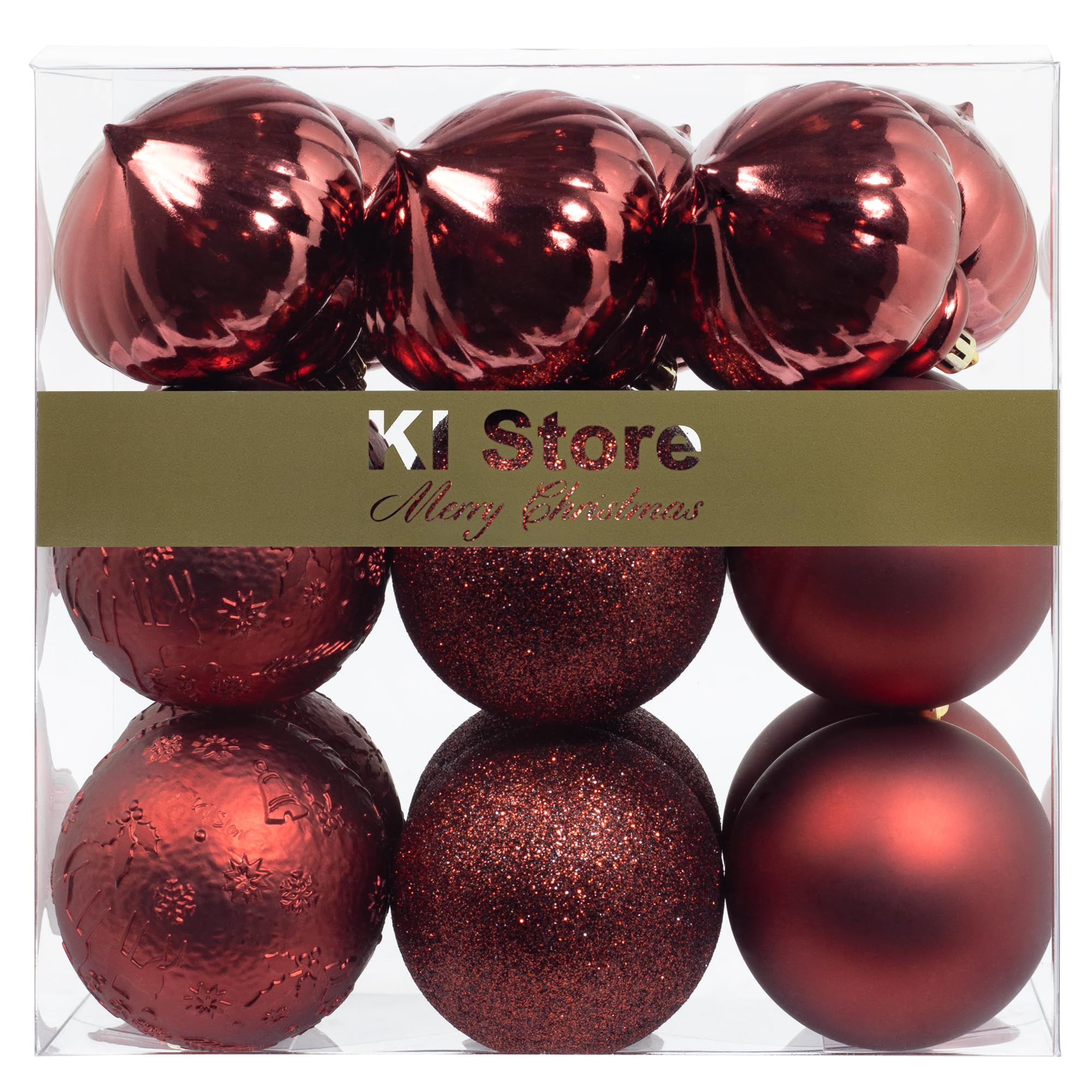 Burgundy Christmas Baubles 80mm Christmas Tree Decoration Ornaments 18pcs Shatterproof Balls for Xmas Hanging Decorations Festival Holiday Decor
