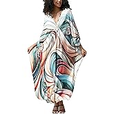 KEYLORTING Women's Plus Size Kaftan Dress – Plus Size Maxi Dress Moo Moos Beach Cover Up,Bathing Suit Cover-Up Loungewear