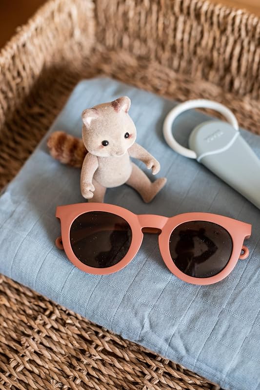 , Occhiali Da Sole Per Bambini 4-6 Anni, Protezione 100% UV - CAT 3, Protezione Laterale, Comfort Ottimale, Aste Regolabili A 360°, Adattabili Alla Vista, Collezione Retro, Sunshine Terracotta