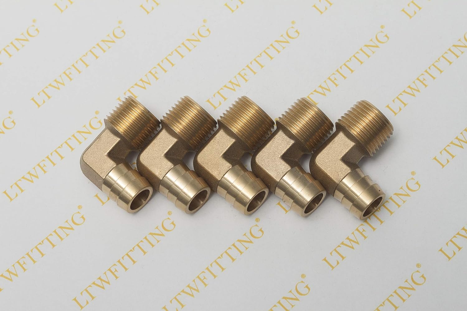 LTWFITTING 90 Deg Elbow Brass Barb Fitting 1/2-Inch Male BSPT x 16mm ID Hose(Pack of 5), 16mm ID Hose x 1/2" Male BSPT - Image 3