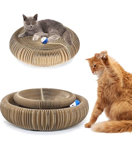 Griffoir Et Jouet Pour Chat 2 En 1 - Plateau Griffoire Pliable Avec Balle à Grelot - Pour Réduire L'anxiété Et Préserver Les Meubles