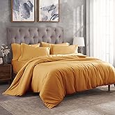 Superior Egyptian Cotton 300 Thread Count Duvet Cover Set, Soft Comforter Covers, Luxury Bedding Essentials, Button Closure, Includes 1 Duvet Cover, 1 Pillow Sham, Twin Size, Gold