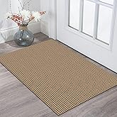 KOZYFLY Indoor Door Mat 2x3 ft Small Area Rugs Washable Front Door Mat Non Slip Rubber Backed Entryway Rug Cotton Entrance Doormat for Front Porch Bathroom Kitchen Bedroom, Tan/Orange/Brown
