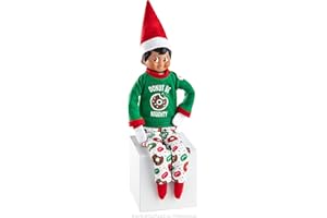 The Elf on the Shelf Donut Pajama Outfit - 2019 Retro Claus Couture Sleepover Set (Two Piece) - Cute Christmas Themed PJ Outfit For Both Boy and Girl Elves - Dress Your Sleepy Elves For Christmas Eve