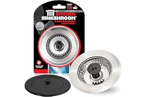 Kitchen SinkShroom Revolutionary Clog-Free Stainless Steel Sink Strainer, Chrome-Gray (Strainer with Stopper)