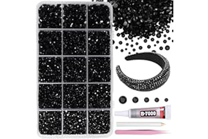 ANOLEAIR 12000Pcs Black Color Rhinestones for Bedazzling, 2/3/4/5/6mm Mix Sizes Jelly Bedazzling Resin Gems, Black Gems Bedazzling, Flatback Resin Rhinestones for DIY Face Makeup Crafts Tumblers