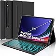 Keyboard Case for Samsung Galaxy Tab S9+ Plus 12.4 inch - Galaxy Tab Case S10+ with Keyboard and 7 Colors Backlit, Magnetic Detachable, Bluetooth Connection, Auto Sleep/Wake Up Smart Case (Black)