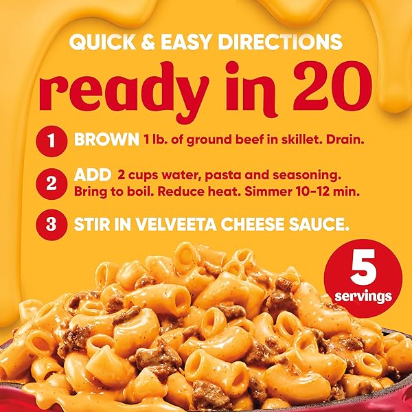 VELVEETA SKILLETS ULTIMATE CHEESEBURGER MAC ONE PAN DINNER KIT, 12.8 OZ BOX