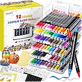 TANMIT 72 Colors Acrylic Paint Markers, Dual Tip Acrylic Paint Pens for Rock Painting, Wood, Canvas, Stone, Glass, Ceramic Surfaces, DIY Crafts Making Art Supplies (Brush Tip and Fine Tip)
