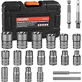 YEKEPRO 21PCS Bolt Extractor Set, 3/8" &amp; 1/4" Drive Nut Remover | Impact Stripped Bolt Extractor, Easy Twist Socket, for Removing Stripped, Damaged, Rusted, Rounded-Off Bolts &amp; Nuts