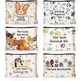 Kacctyen 12 Pcs Vet Tech Gifts for Women Veterinary Receptionist Cosmetic Bags Veterinary Technician Gift Dog Lover Doctor Makeup Bag for Staff Coworker Gift