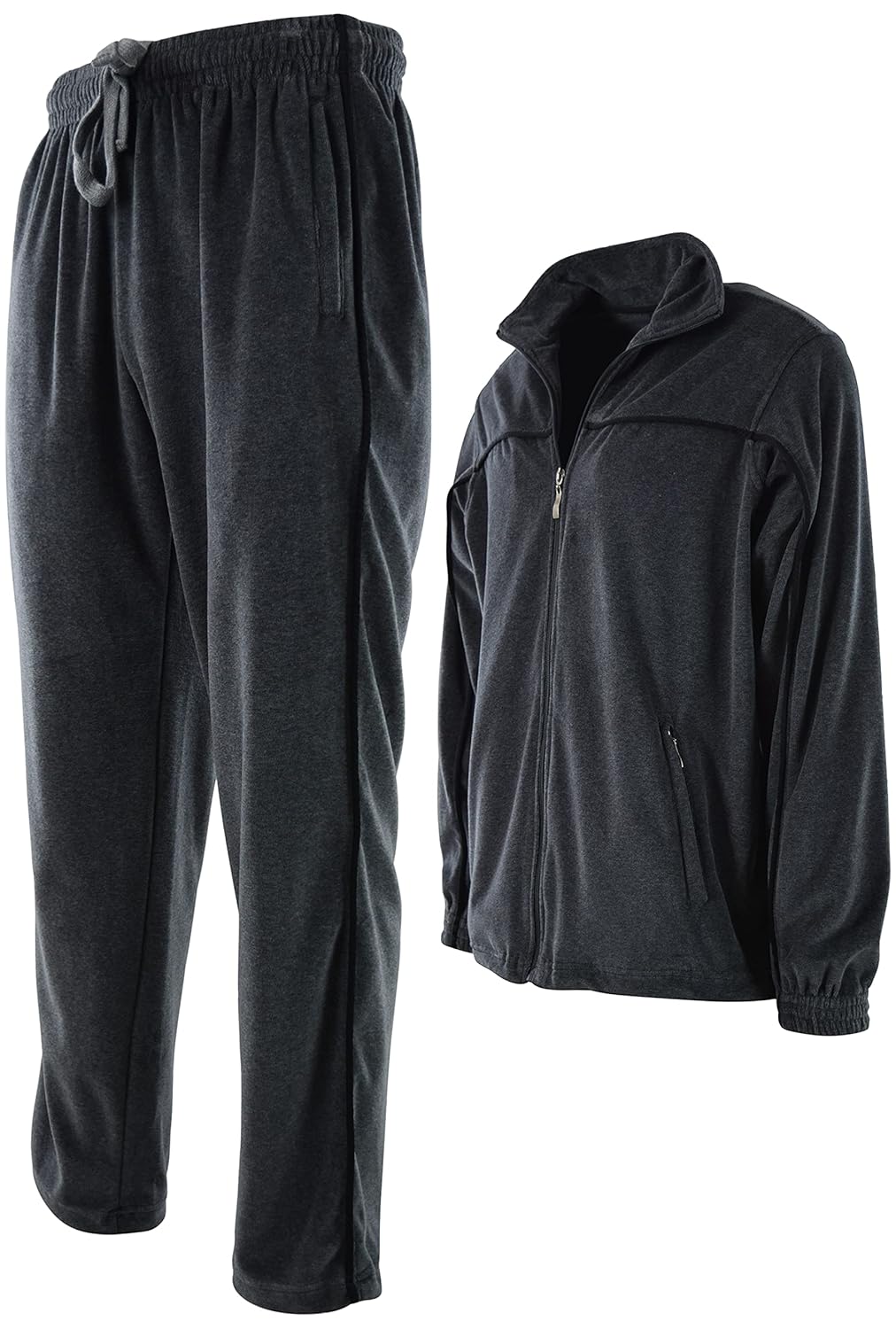 Buy Mens Velour Tracksuit with Zippered Pockets (205Charcoal, Medium