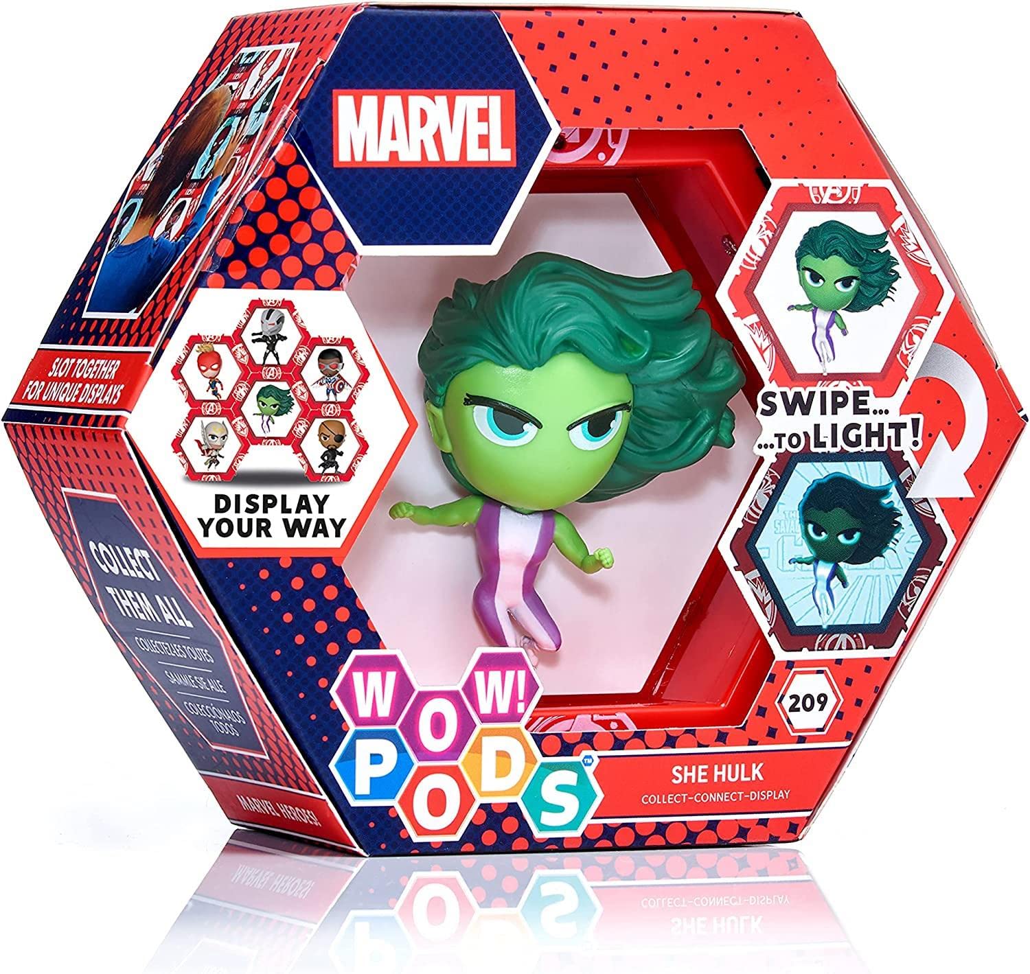 WOW! PODS Marvel Avengers Collection, She Hulk Superhero Toys Light Up Bobble Head Figure Official Marvel Collectable Toys and Gifts Number 209 in Series, Multicolour — image 1