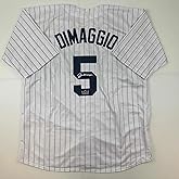 Facsimile Autographed Joe DiMaggio New York Pinstripe Reprint Laser Auto Baseball Jersey Size Men's XL