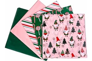 LeZakaa 100 Sheets Tissue Paper Bulk, Gift Wrapping Paper Decorative Art for Christmas Gift Wrap, Flower, Pom Pom (20x20 inch) - Gnome/Candy/Stripe/Pink/Green